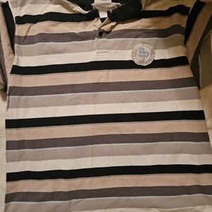 South Pole Striped Polo Shirt - Black, Brown, Cream